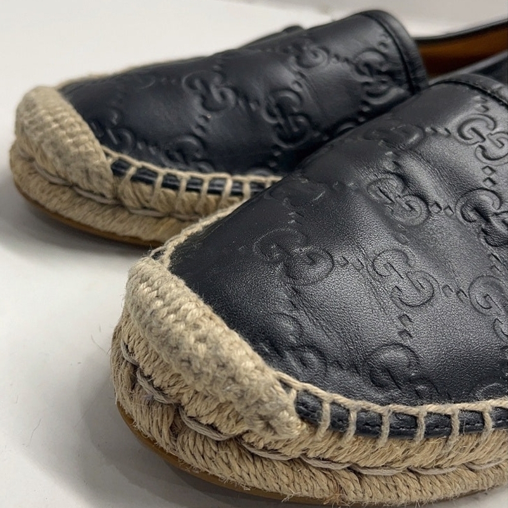 GUCCI Black Espadrille Slip-On Shoes - Picture 3 of 7